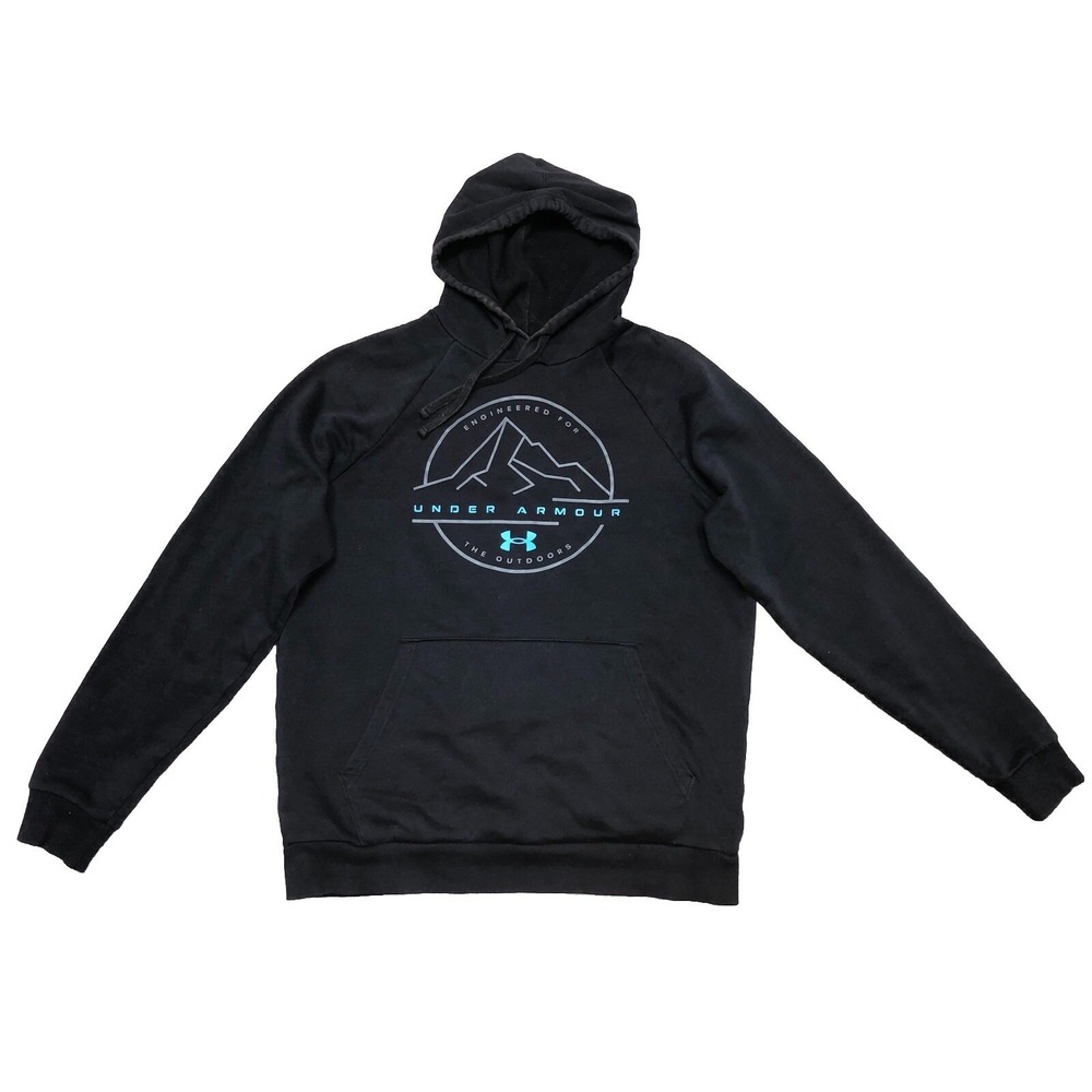 Under Armour Rival Hoodie Men's S Mountain Key Black Sweatshirt Hiking GORP